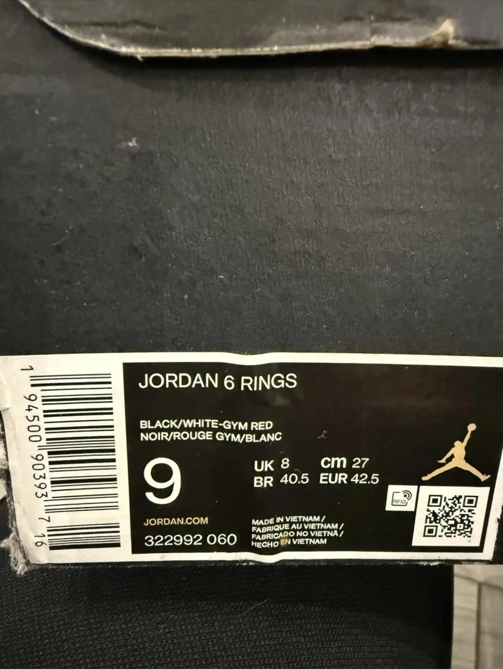 Jordan 6 Rings Black, White & Gym Red Sneakers